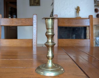 Vintage Tall Brass Candlestick Holder, Traditional Turned Design