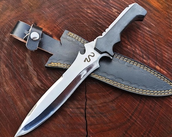 Handmade Knife Resident Evil 4 Jack Krauser Knife Replica: D2 Steel Full Tang with Leather Sheath
