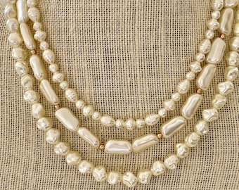Pearlcore, pearl necklace gifted, chunky necklace, chunky pearl necklace, pearl statement necklace, layered pearl necklace