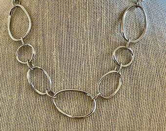 statement necklace, statement necklace for women, 18 inch silver statement necklace, silver link necklace, silver link chain necklace