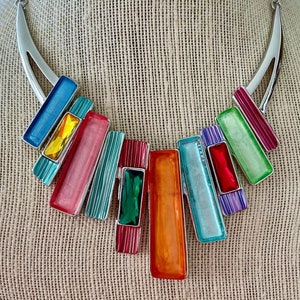 Multicolor statement necklace, chunky necklace multicolor, chunky necklace, modern necklace for women, Christmas gift,  piano key necklace
