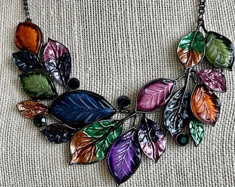 statement necklace, chunky necklace, statement necklace for women, multi color statement necklace, purple necklace, black necklace