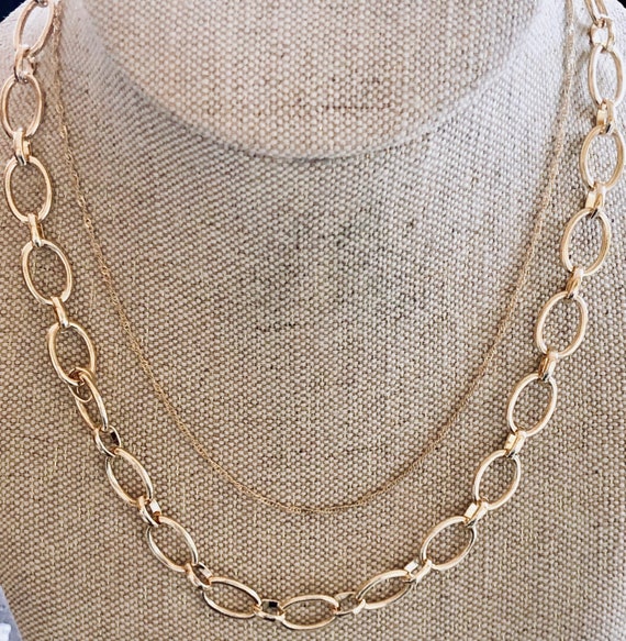 gold chain link necklace, medium gold link chain n