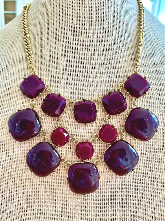 Chunky Purple Bib Statement Necklace: Runway-Insp… - image 2