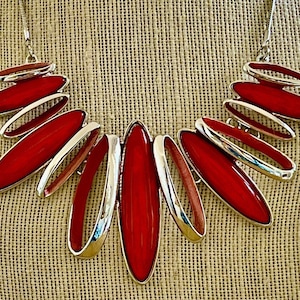statement necklace, statement necklace for women, red statement necklace, silver statement necklace, red necklace, silver necklace