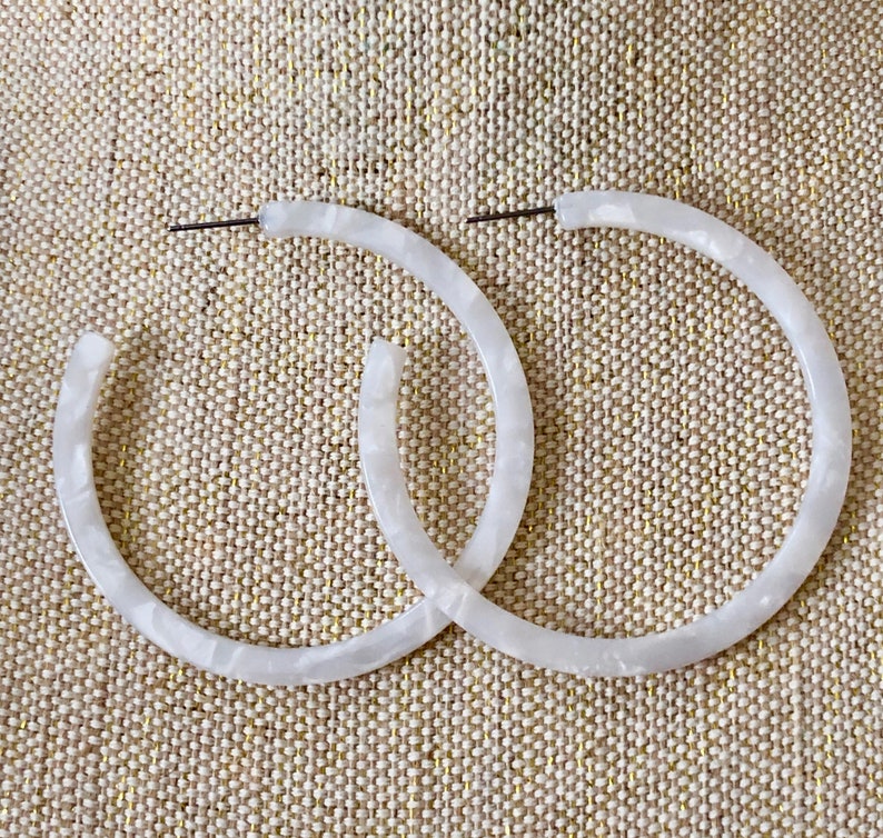 2 14 white hoop wedding earrings for bride wedding earrings large white hoops thin tortoise hoop Big white hoop textured white hoops