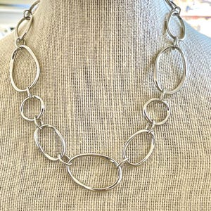 statement necklace, statement necklace for women, 18 inch silver statement necklace, silver link necklace, silver link chain necklace
