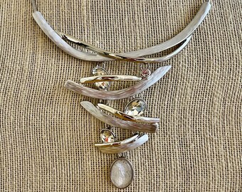 bib necklace online statement necklace, statement necklace for women, silver statement necklace, gray statement necklace, gray necklace, white necklace
