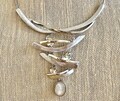 White & Silver Rhinestone Statement Necklace: Tornado 20",