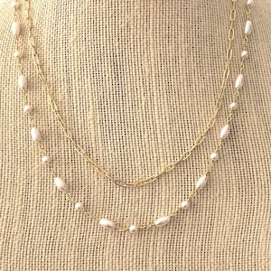 Layered Pearl Statement Necklace: Gold Plated, 20&quot;