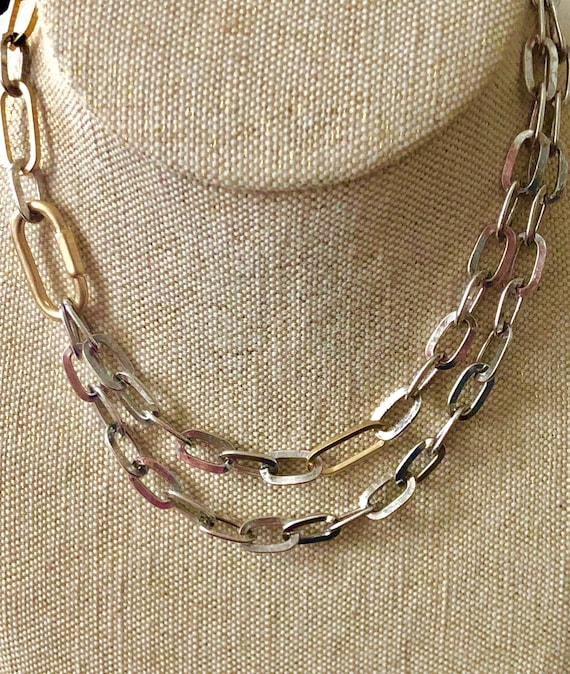 Silver statement necklace, Carabiner necklace, sil