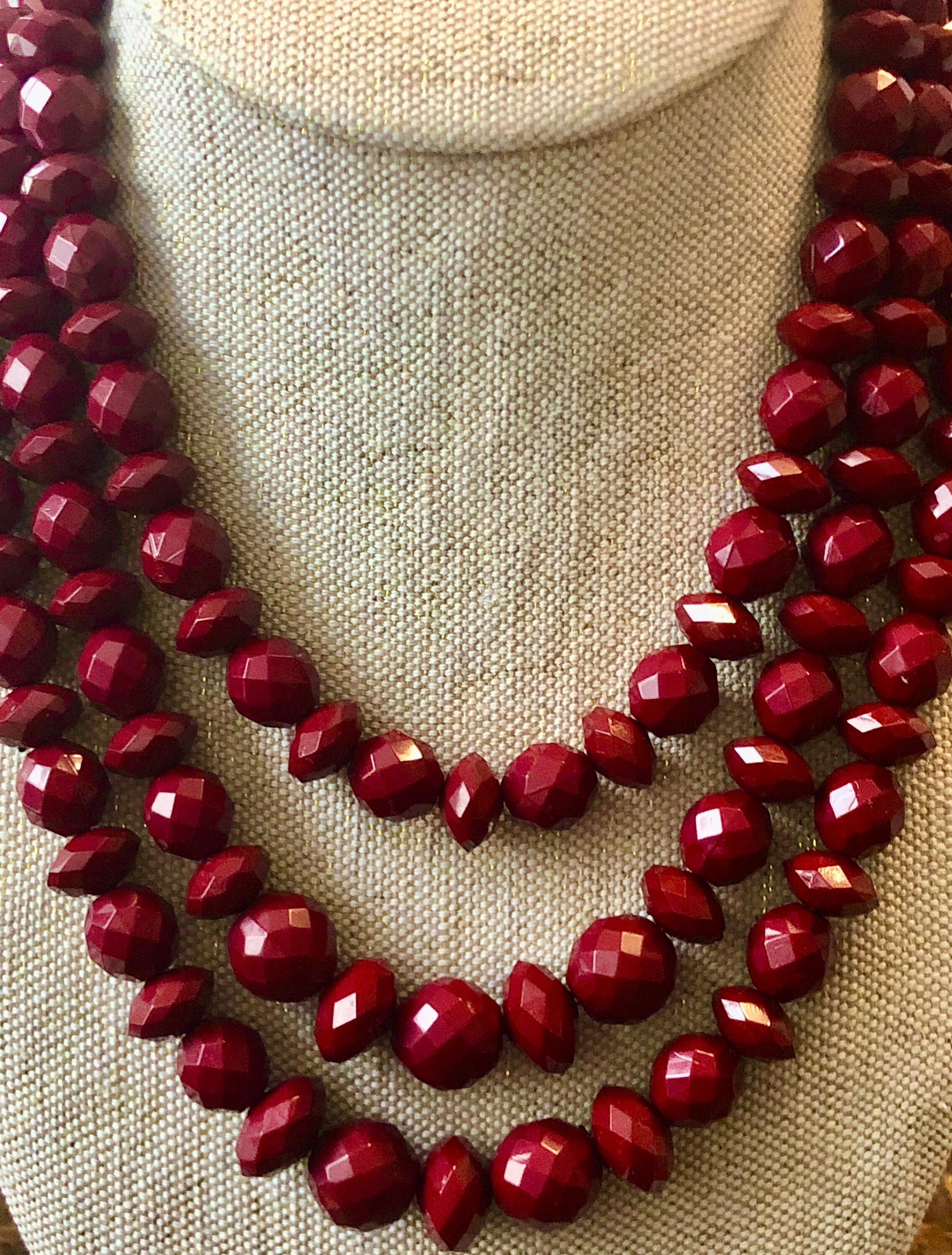 Burgundy Statement Necklace Burgundy Chunky Necklace Etsy