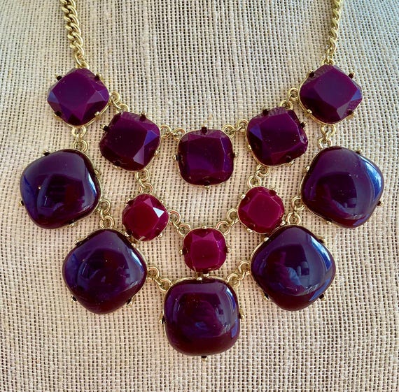 Chunky Purple Bib Statement Necklace: Runway-Insp… - image 3