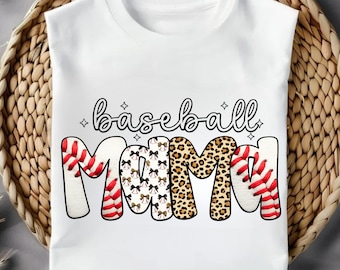 Baseball Mom PNG | Sublimation Design | Leopard Typography Shirt Graphic | Sports DTF Print