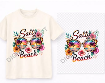 Diseño PNG de playa salada / Gráfico de gafas de sol de verano / Archivo de sublimación para camiseta de vacaciones tropicales