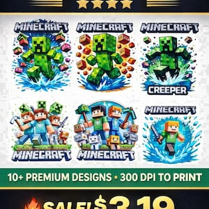 10+ pacchetti PNG di Block Game / Design per magliette con personaggi Pixel Creeper