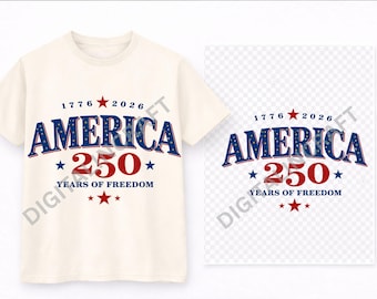 Diseño PNG de América 250 / Gráfico patriótico para camiseta del Día de la Independencia (1776-2026) para sublimación
