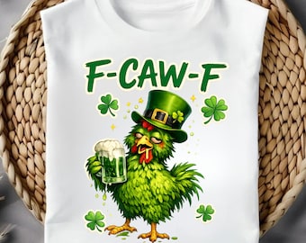 Funny St Patricks Day PNG | Irish Chicken Shirt Design | Leprechaun Beer Graphic