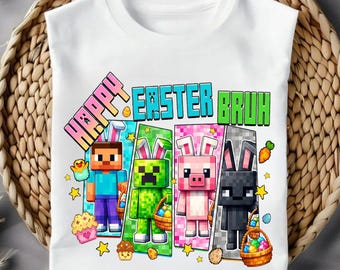 Easter Gamer PNG | Pixel Block Bunny Gamer Shirt Design Bundle