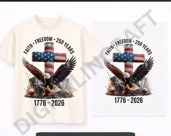 USA Eagle Cross Design Bundle, Faith Freedom 250 Years 1776–2026, Christian Sublimation Artwork