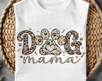 Dog Mama PNG | Leopard Print Dog Mom Sublimation Design