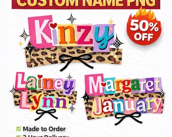 Diseño PNG con nombre personalizado / Gráfico de texto personalizado / Servicio de sublimación de camisetas con entrega rápida