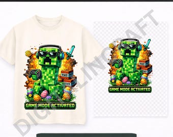 Easter Gamer PNG | Game Mode Activated Shirt Design | Pixel Block Gaming