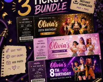 Kpop Demon Hunters Ticket | Concert Invite | Event Pass | Blackpink Editable | Party Theme
