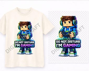 No molestar en juegos PNG / Diseño de camiseta para gamers Personaje pixelado Modo juego Archivo gráfico