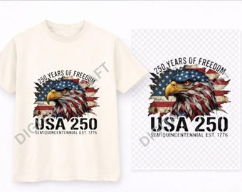 EE. UU. 250 PNG / Diseño de camiseta con águila patriótica / Descarga de gráfico de 250 años de libertad en Estados Unidos