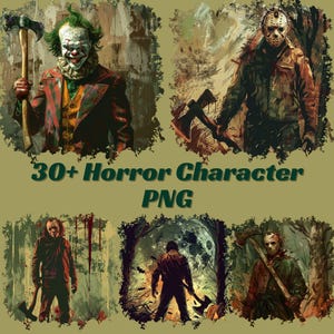 30+ Horror Character PNG Bundle | Scary Killer Clipart for Sublimation, Halloween Shirt Designs | Sublimation PNG | Digital Product | PNG