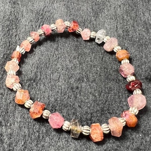 Raw Spinel Bracelet 8 Inch | Multi-Color Natural Spinel Crystal | Healing Gemstone Jewelry for Women | Strength & Energy Bracelet