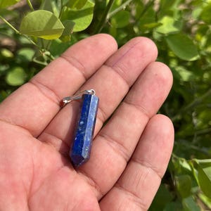 Natural Lapis Lazuli Crystal Pendant – Hexagonal Pointed Blue Stone Necklace – Healing Gemstone Jewelry – Raw Lapis Pendant for Men & Women