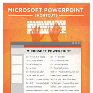 Microsoft Powerpoint Keyboard Shortcut Printable Poster 8.5&quot;x11&quot;