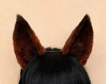 Handmade Realistic Red Fox Ears Headband - Furry Cosplay Accessory for Anime Con, Halloween & Daily Cute Style
