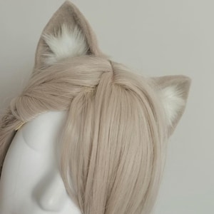 Brown Cat Ear & Tail Set, Cosplay Accessory with Unique Inner Ear Design, Kawaii Furry Costume Ears for Halloween Themed Parties