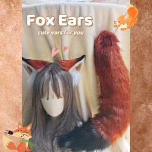 Fluffy Fox Ears and Tails Set, Nick&#39;s Ears, Faux Fur Ears, Neko Ears, Animal Ears Headband, Cosplay Ear, Anime Cosplay, Realistic Fox Ears