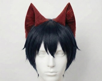 handmade Red Fox Ears | Faux Fur wolf Ears Headband | Anime Cosplay Prop | Furry Red Panda Accessories | Kawaii Beast Ear for Halloween