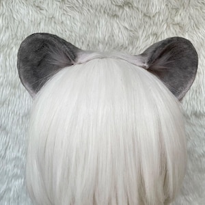 Gray Furry Bear Ear Headband | Handmade Animal Costume Ears | Cosplay Hair Clip for Girls | Kawaii Party Photo Prop | Plush Accessory Gift
