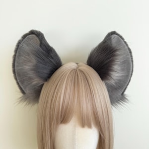 Diadema con orejas de Jerry Mouse - Tocado peludo marrón, rosa, gris y blanco / Accesorio de cosplay para convenciones de anime, disfraces de Halloween y atuendos diarios