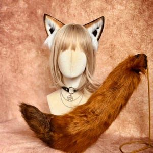 Fluffy Fox Ears and Tails Set, Nick&#39;s Ears, Faux Fur Ears, Neko Ears, Animal Ears Headband, Cosplay Ear , Anime Cosplay, Realistic Fox Ears