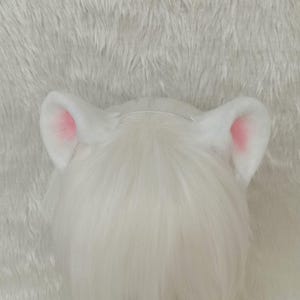White Bear Ears Headband: Faux Fur Cosplay Costume