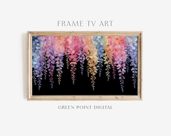 Cuadro de glicina con acuarela de primavera, arte para TV: Descarga de pintura floral