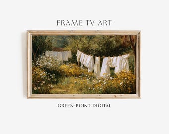 Spring Clothesline Frame TV Art: Flower Floral Painting Download