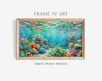Summer Coral Reef Underwater Frame TV Art: Summer Fish Coastal Painting Download