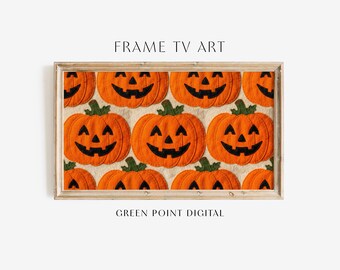 Halloween Jack o Lanterns Pattern Frame TV Art: Fall Pumpkins Artwork for TV