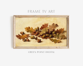 Acorns and Fall Leaves Frame TV Art: Autumn Botanical Painting For TVs Download