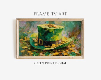 Marco de sombrero verde de duende para el Día de San Patricio: Arte de TV: Descarga de pintura de trébol de duende