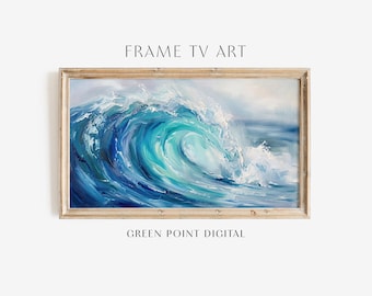 Frame TV Art Wave, Crashing Wave Tv Art, Ocean Wave Tv Art, Abstract Wave Tv Art, Sea Summer Painting For Frame Tv, Seascape Screensaver