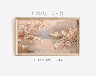Marco de paisaje de lago floral primaveral para TV: Descarga de pintura de primavera